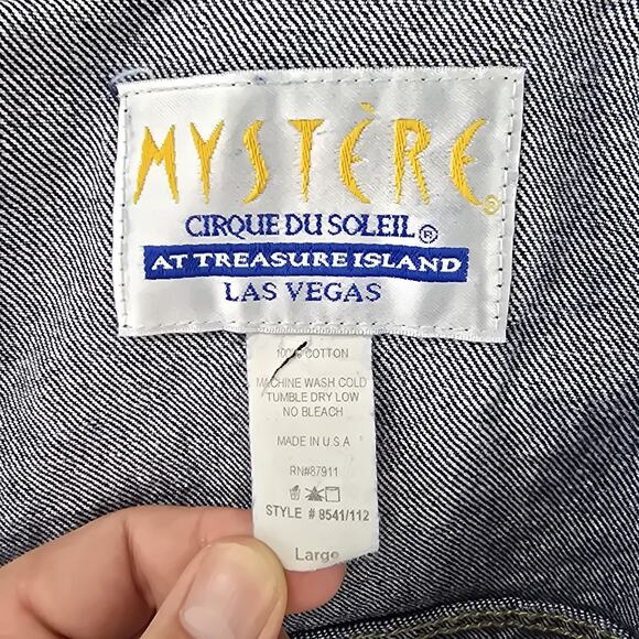 Vintage Mystere Cirque Du Soleil Embroidered Denim Jean Jacket Large 90s Trucker - Picture 10 of 12